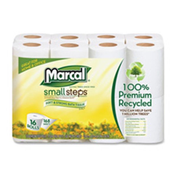 Marcal Paper Mills, Inc Bath Tissue, 2-Ply, 168 Sheets-Roll, 96 Rolls-CT, White MA464112